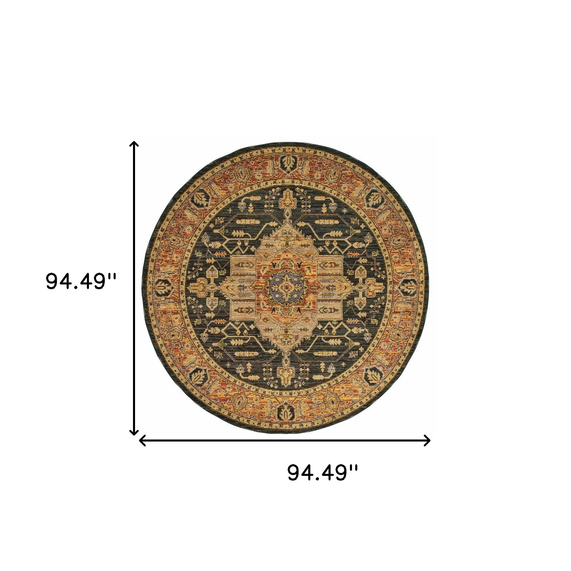 8' Gold and Brown Round Medallion Rug