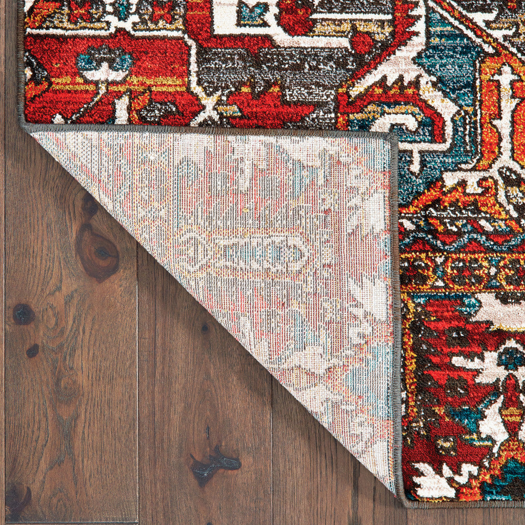 Red, Orange, Blue, and Gray Geometric Southwestern Area Rug