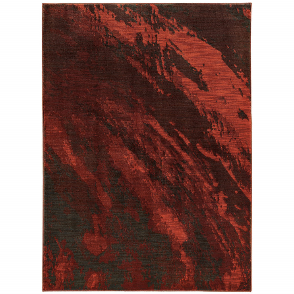 Dark Red Abstract Area Rug