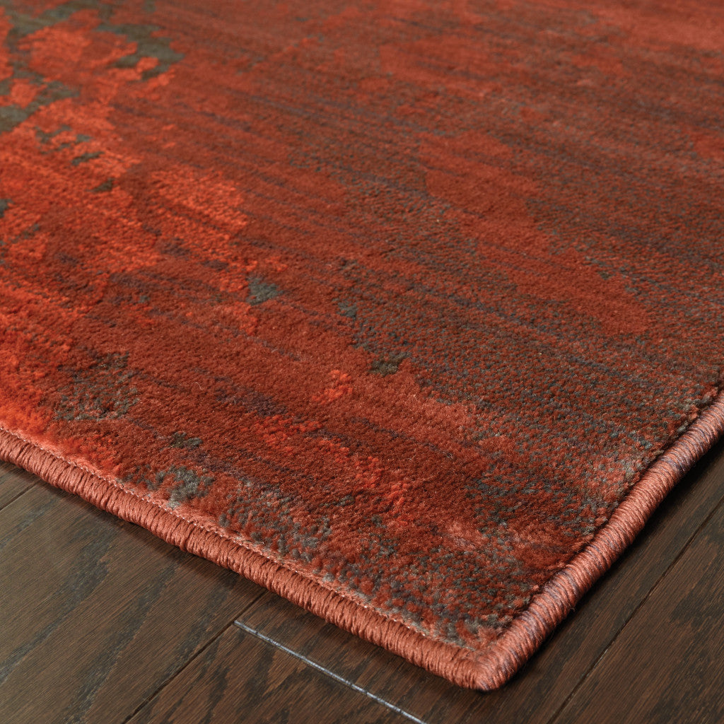 Dark Red Abstract Area Rug