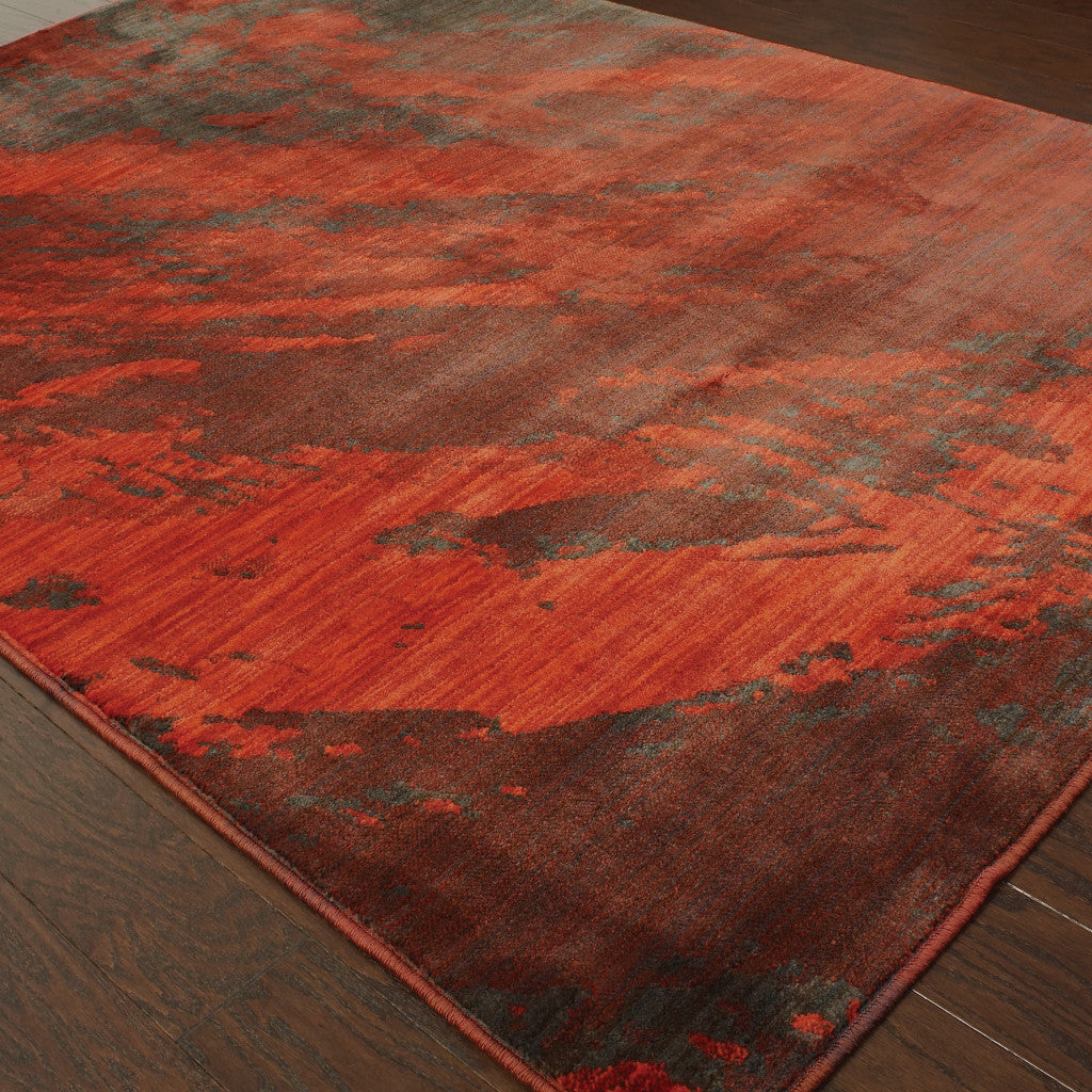 Dark Red Abstract Area Rug