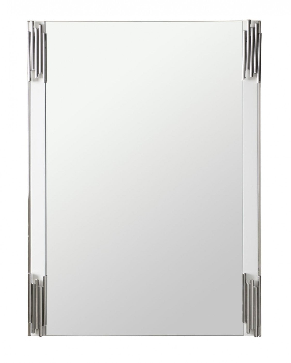 58" White and Silver Metal Deco Accent Mirror