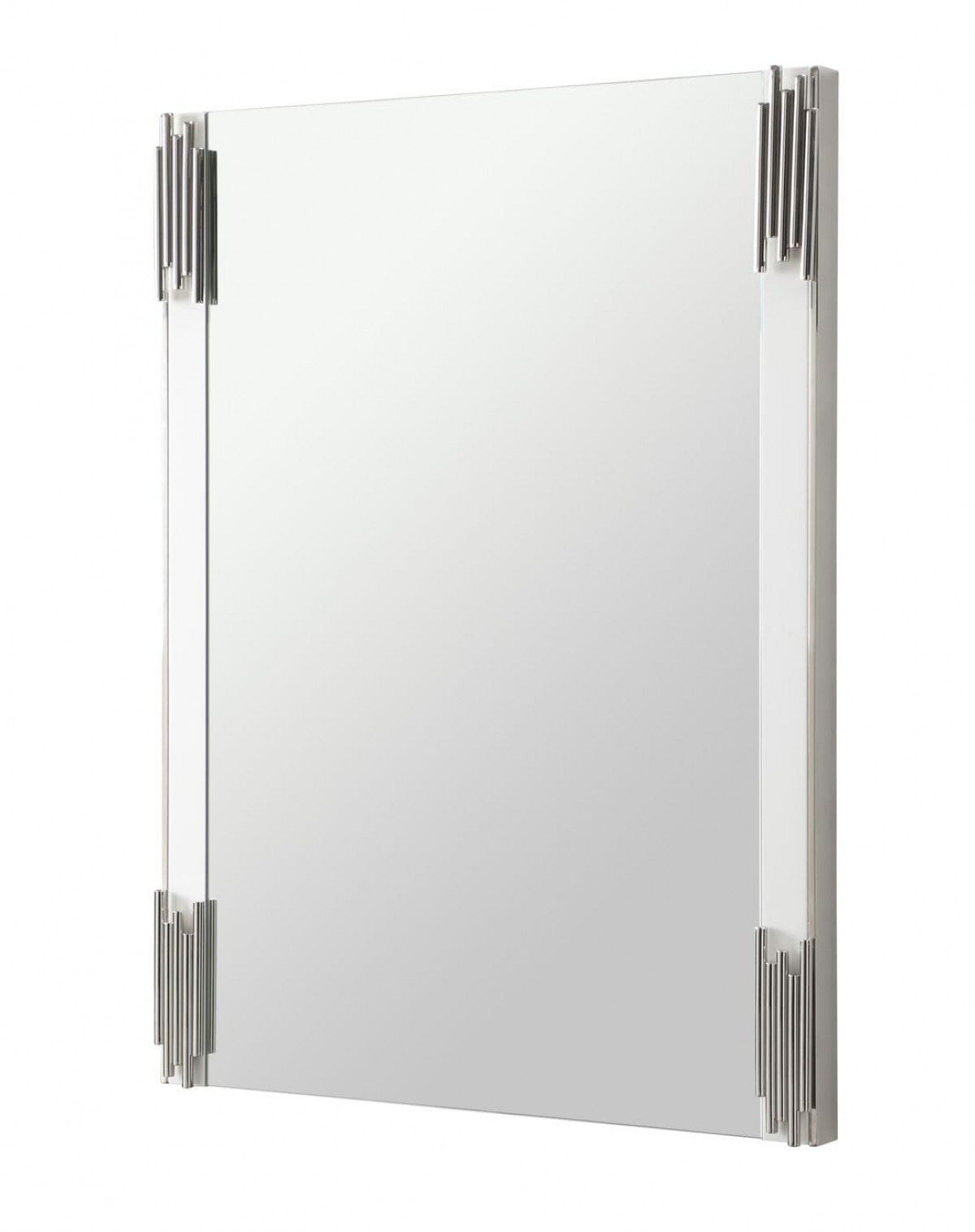 58" White and Silver Metal Deco Accent Mirror