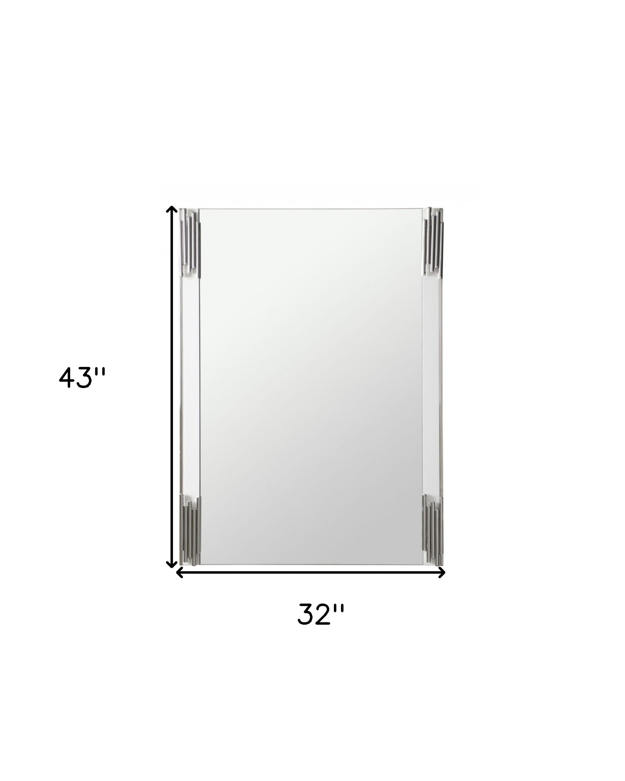 58" White and Silver Metal Deco Accent Mirror