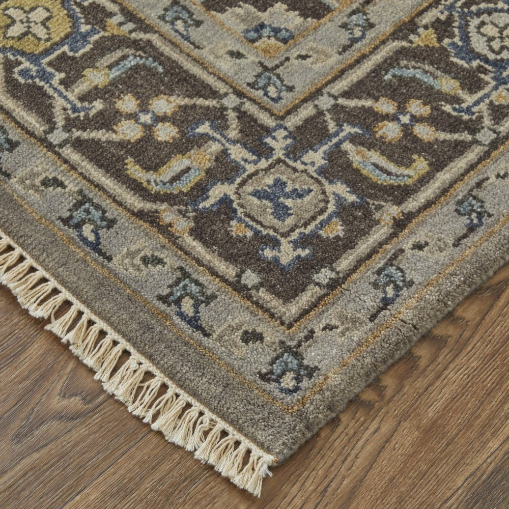 2' x 8' Beige, Blue and Gray Medallion Runner Rug