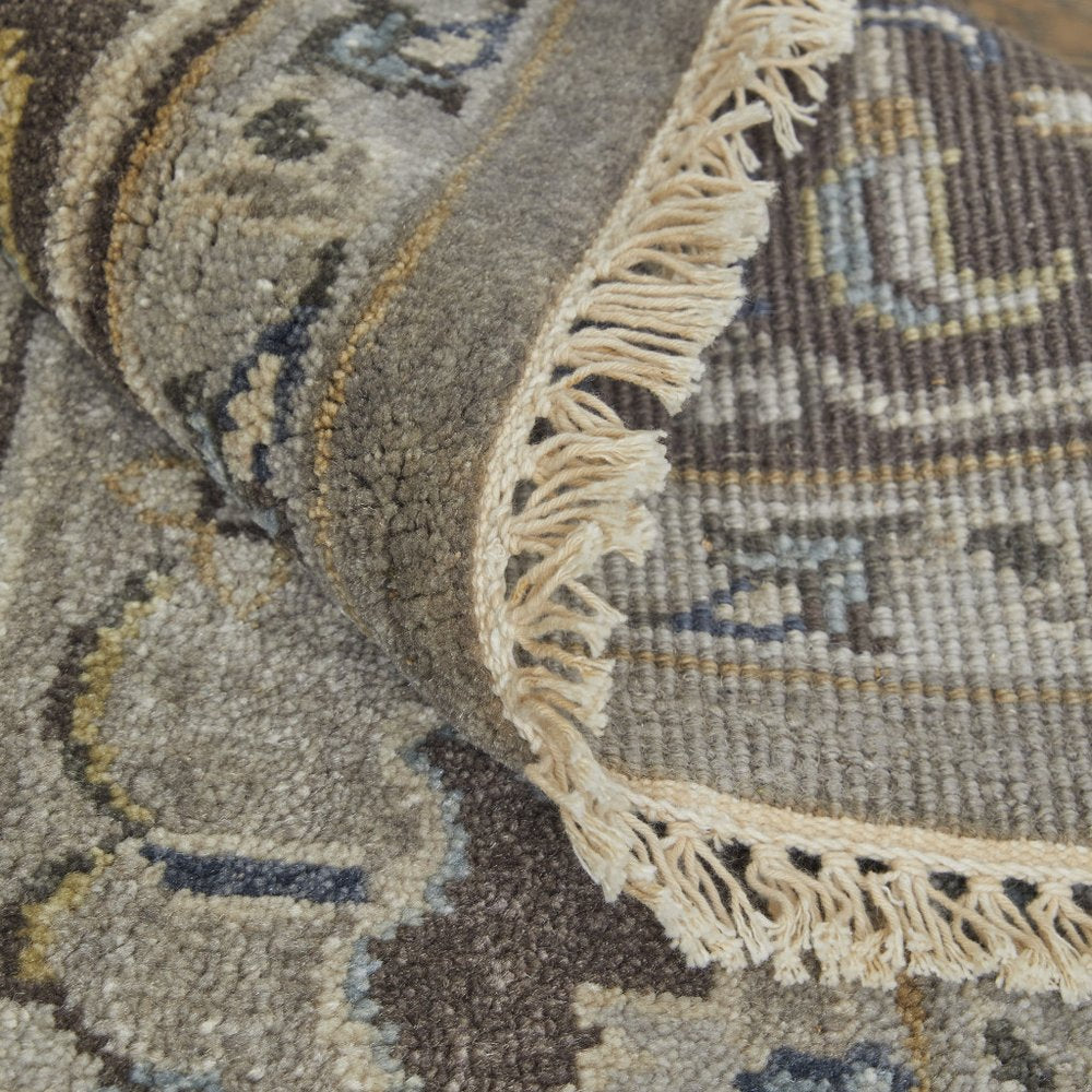 2' x 8' Beige, Blue and Gray Medallion Runner Rug