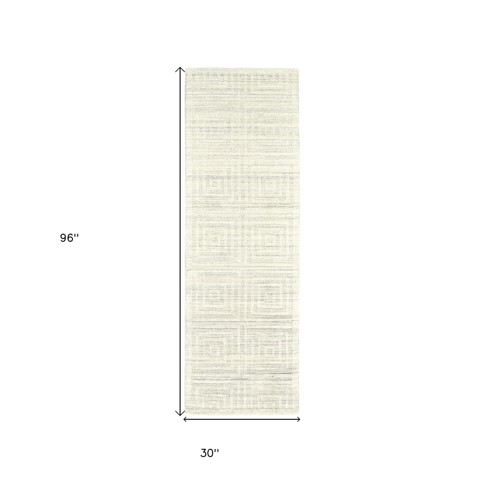 2' x 8' Ivory Geometric Runner Rug