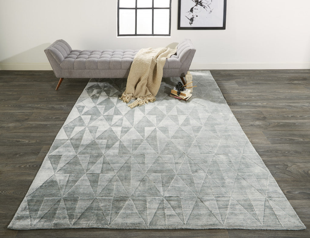 Gray, Ivory, and Silver Geometric Area Rug