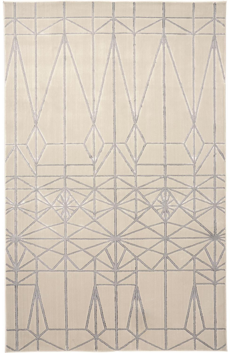 White and Gray Art Deco Area Rug