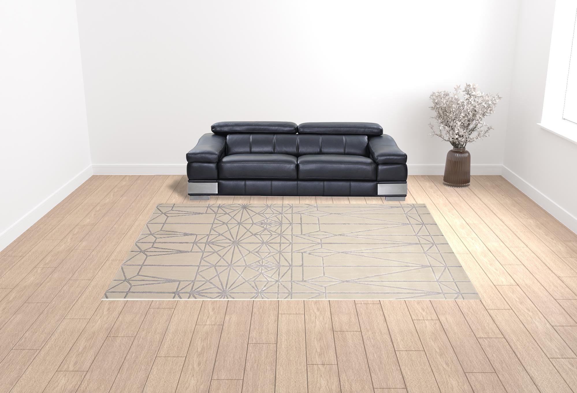 White and Gray Art Deco Area Rug