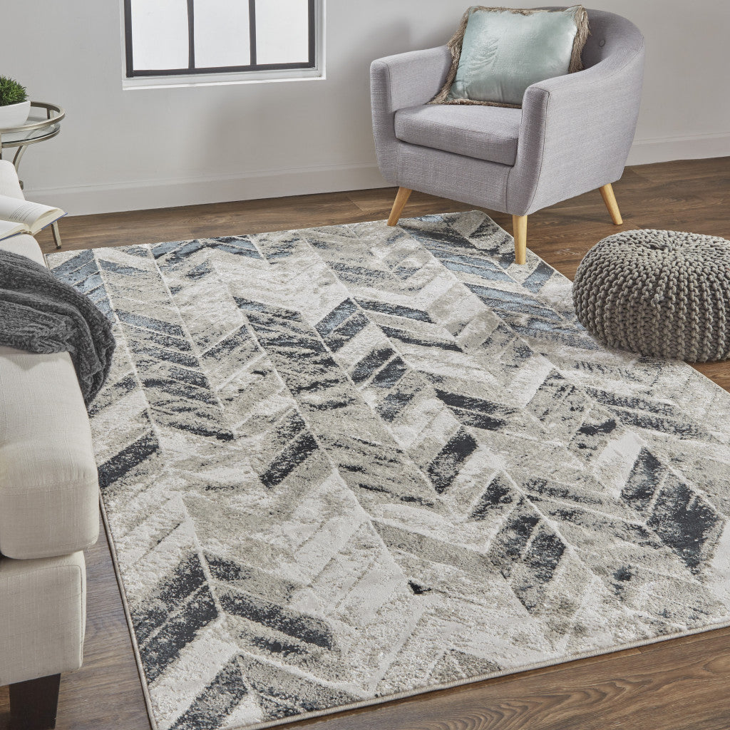 Black, Gray, and White Arrows Geometric Area Rug