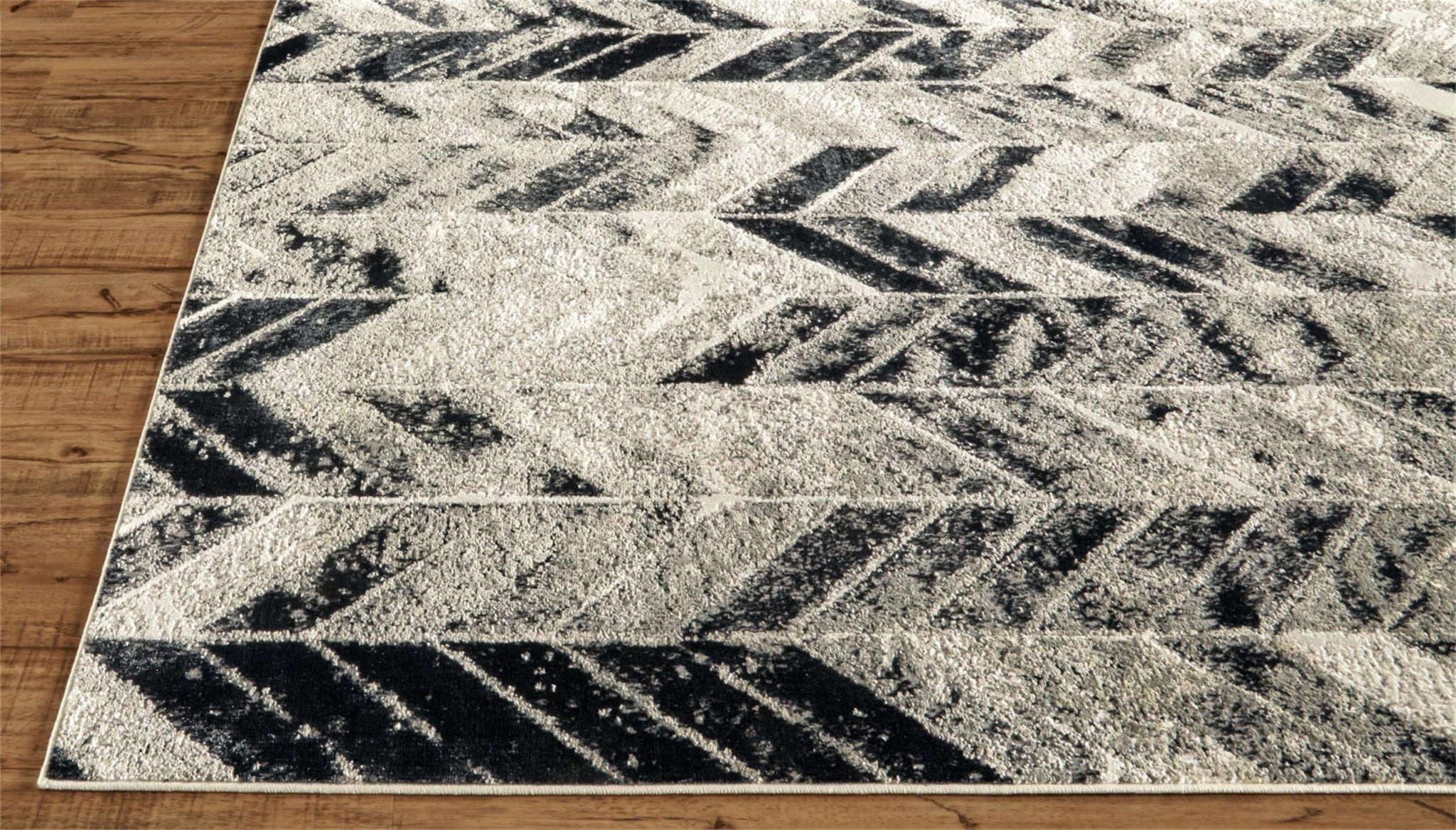 Black, Gray, and White Arrows Geometric Area Rug