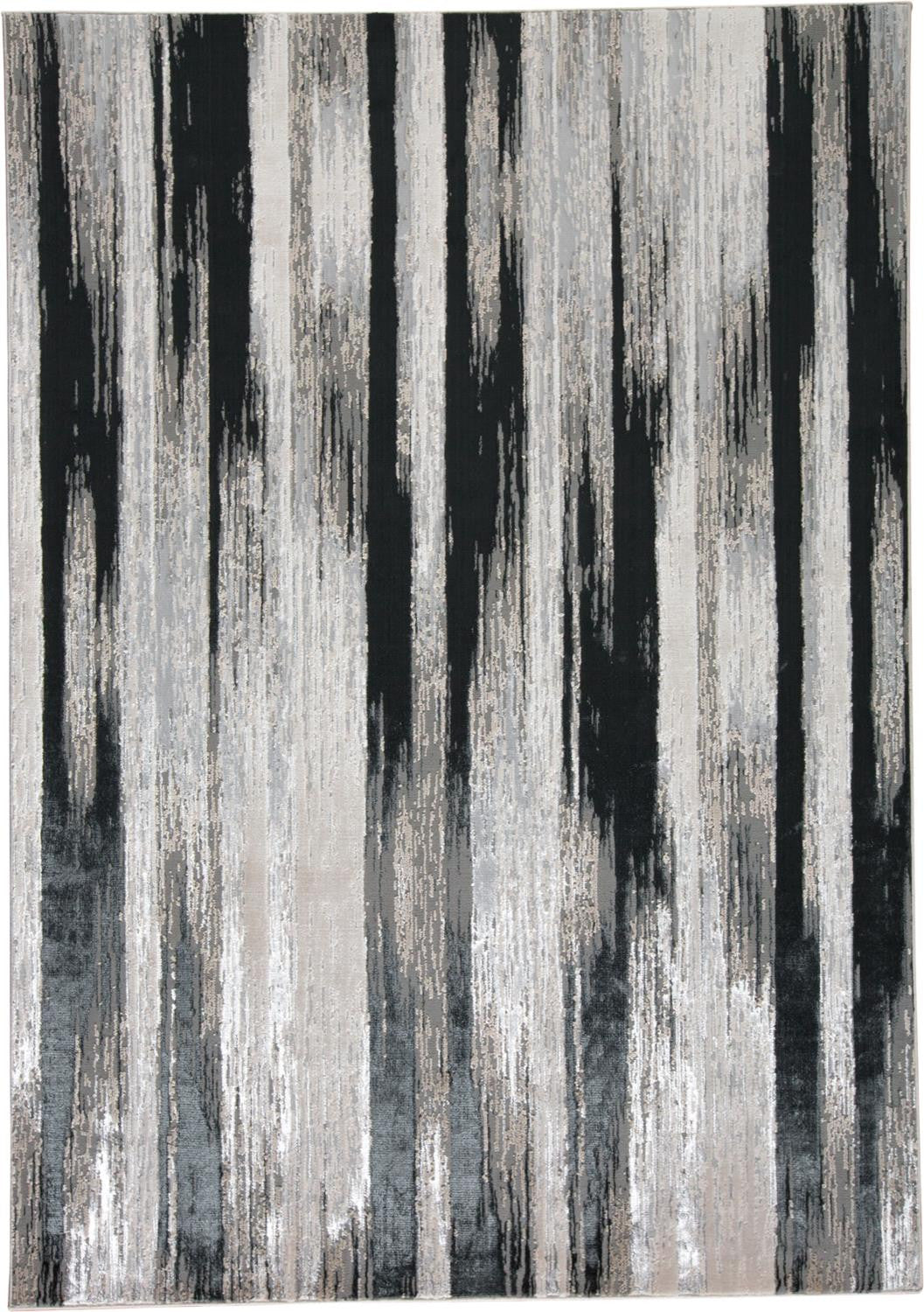 Gray and Black Striped Gradient Rug