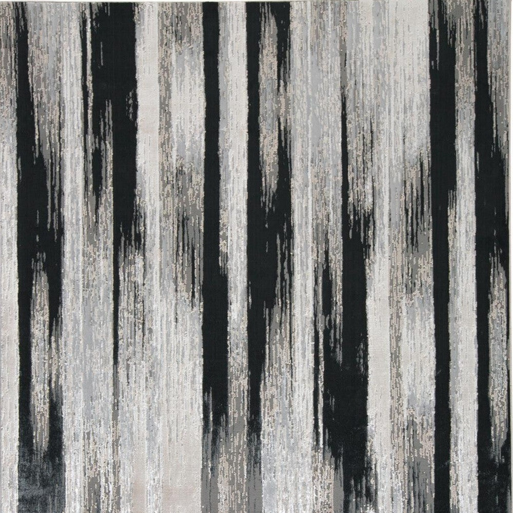 Gray and Black Striped Gradient Rug