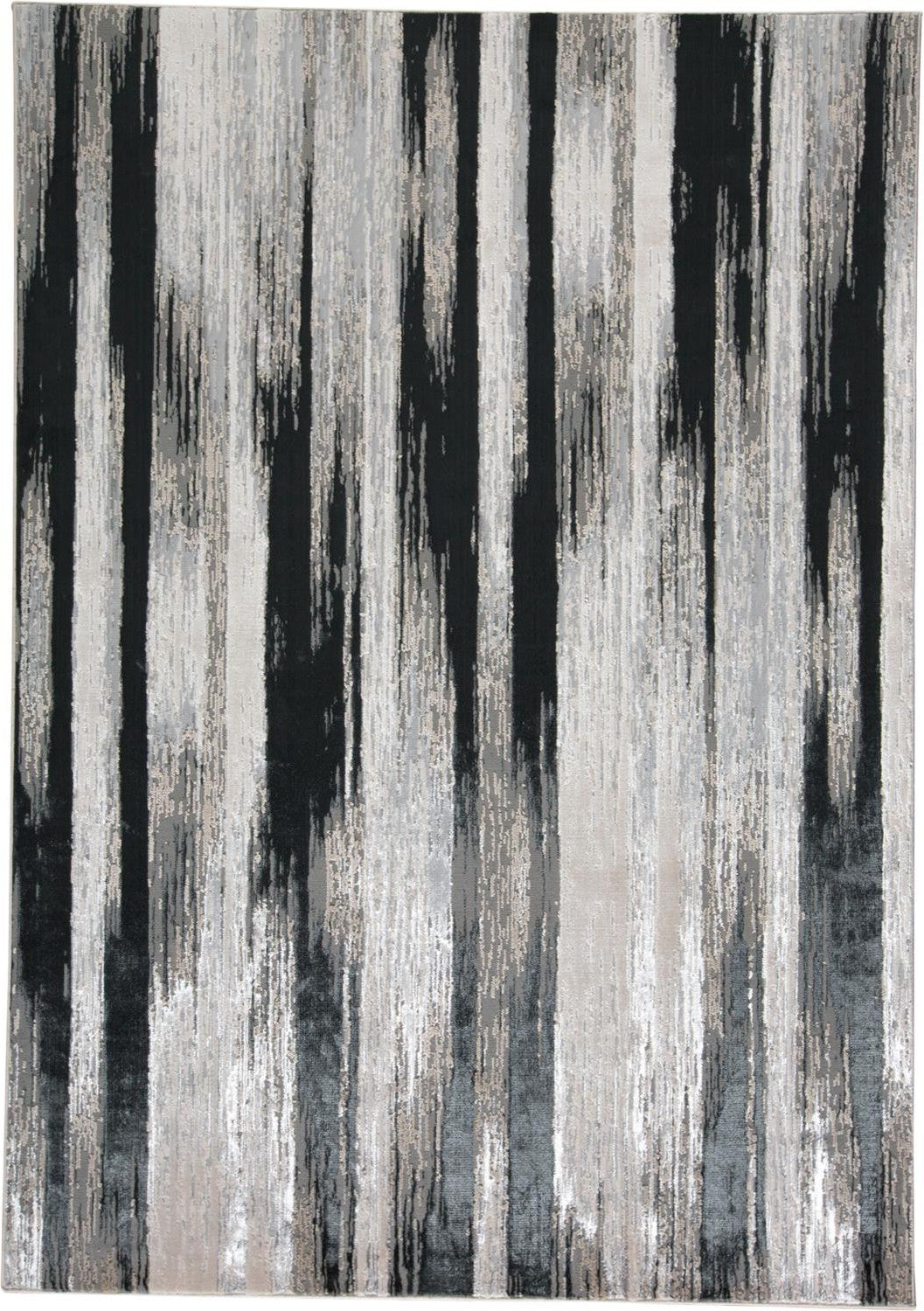 Gray and Black Striped Gradient Rug