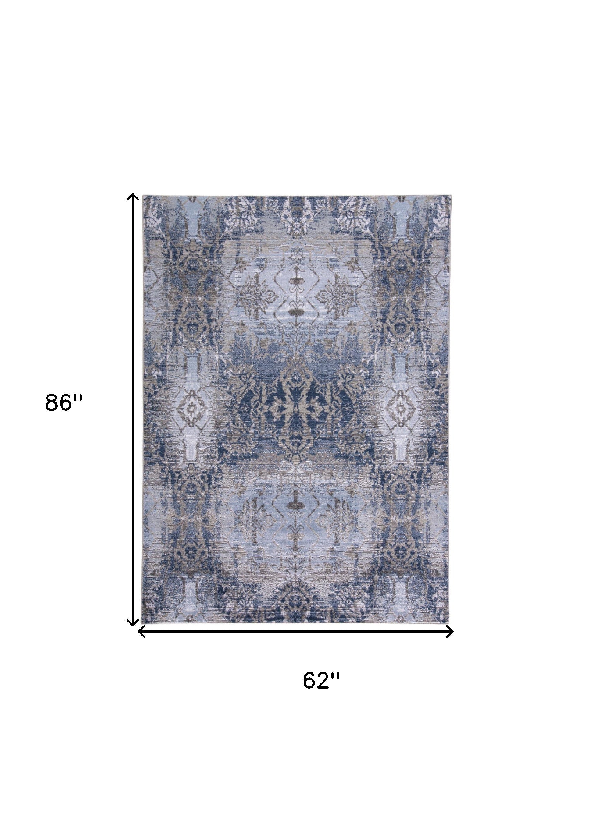 5' X 7' Blue Gray And Taupe Abstract Stain Resistant Area Rug