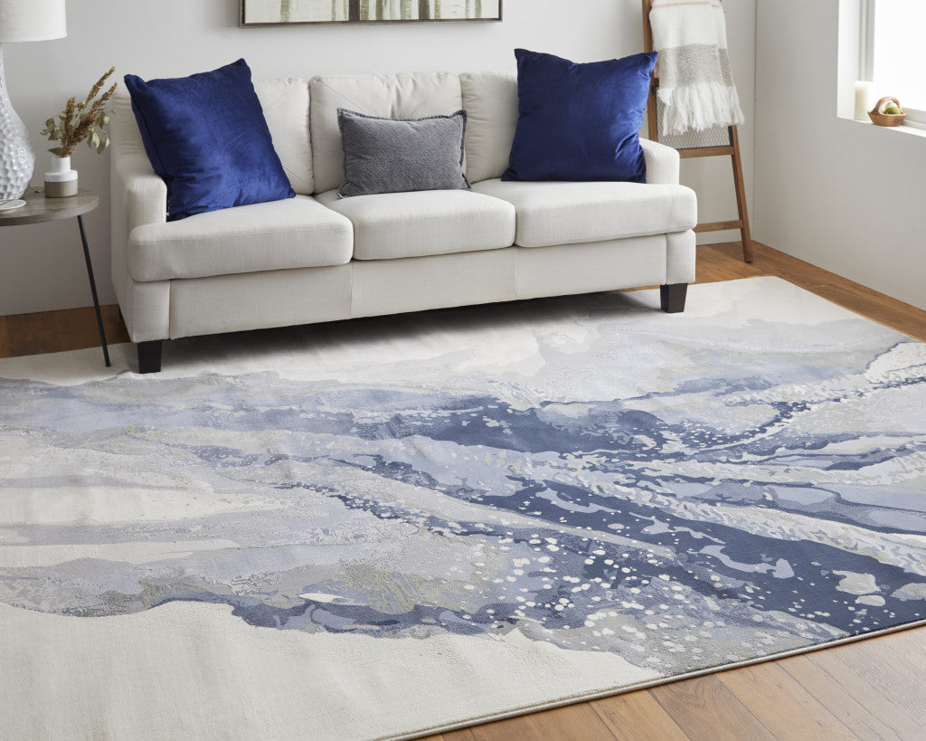 Gray and Blue Marble Streak Rug