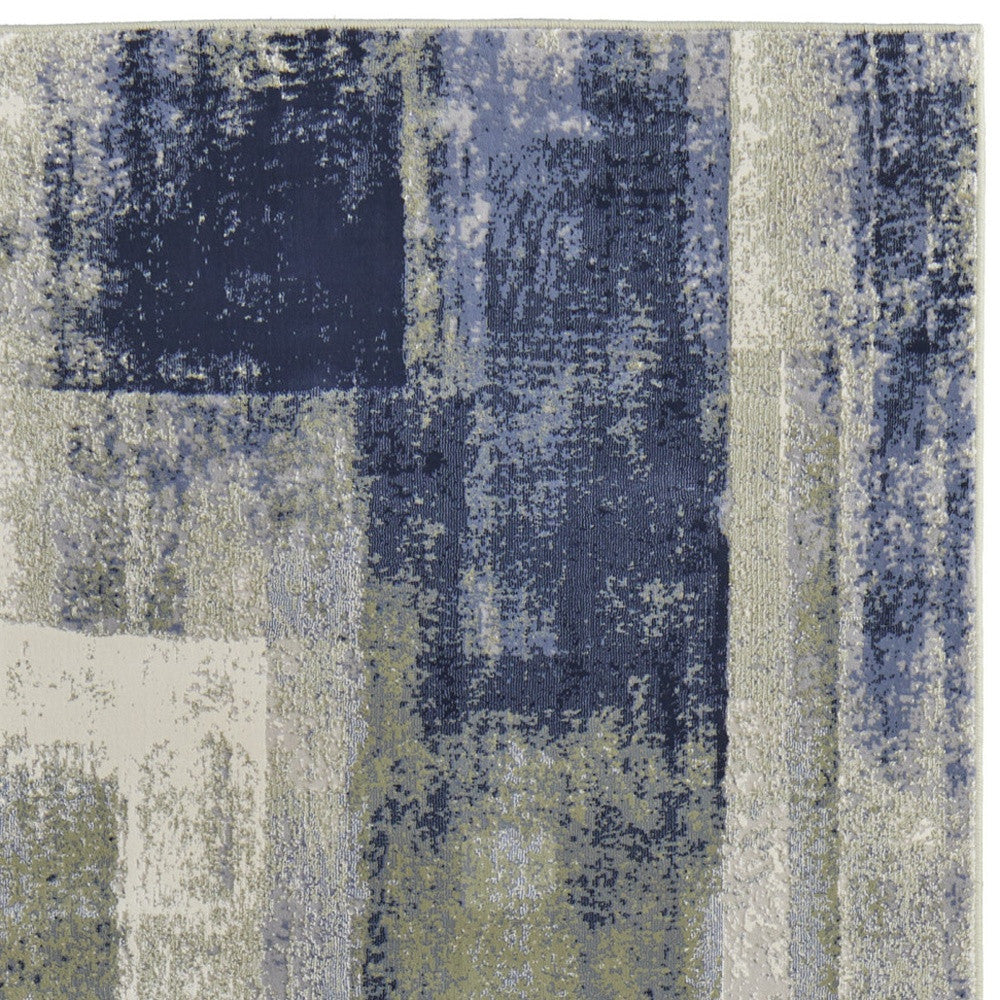 2' x 8' Green, Blue, and Ivory Gradient Abstract Runner Rug