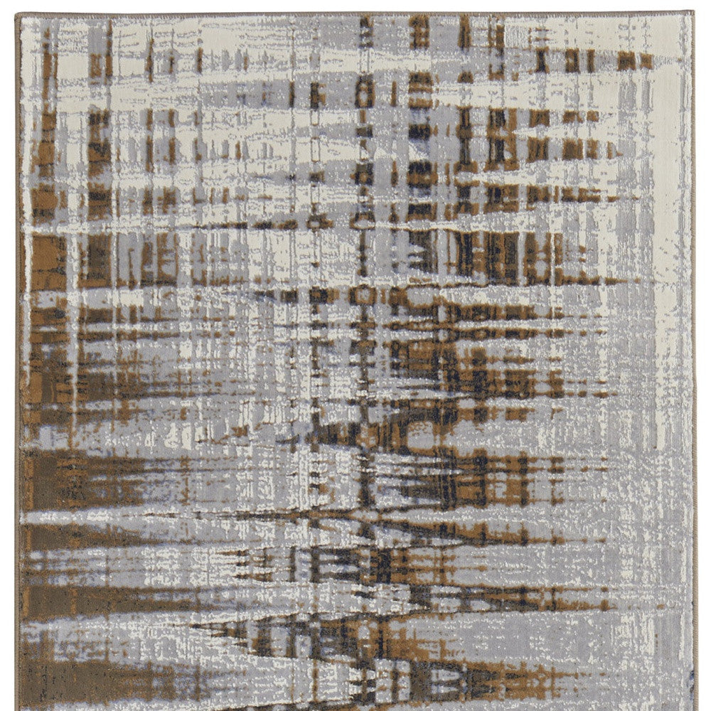 2' x 8' Gray, Blue, and Orange Abstract Lines Runner Rug