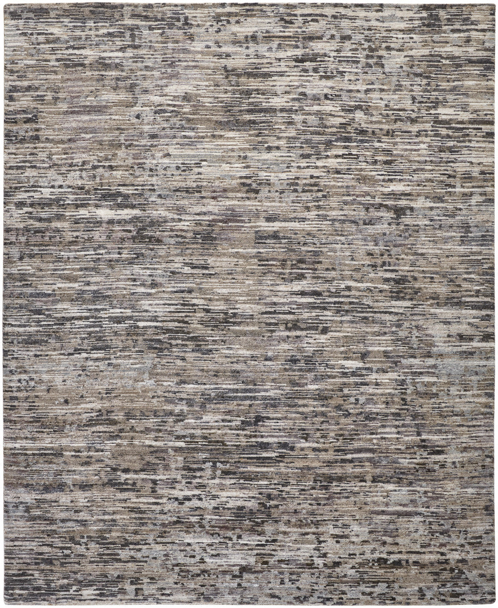 Gray, Blue, and Silver Wool Abstract Area Rug