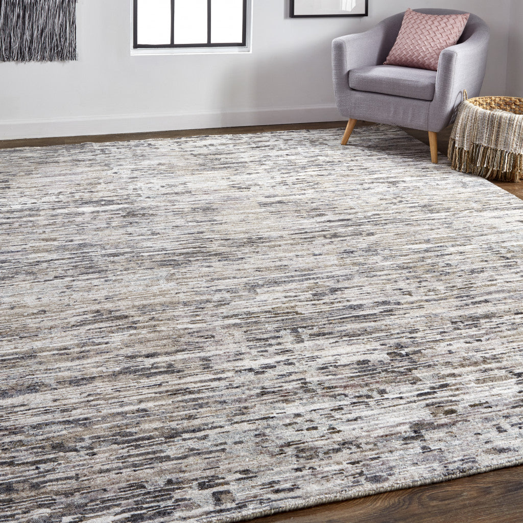 Gray, Blue, and Silver Wool Abstract Area Rug