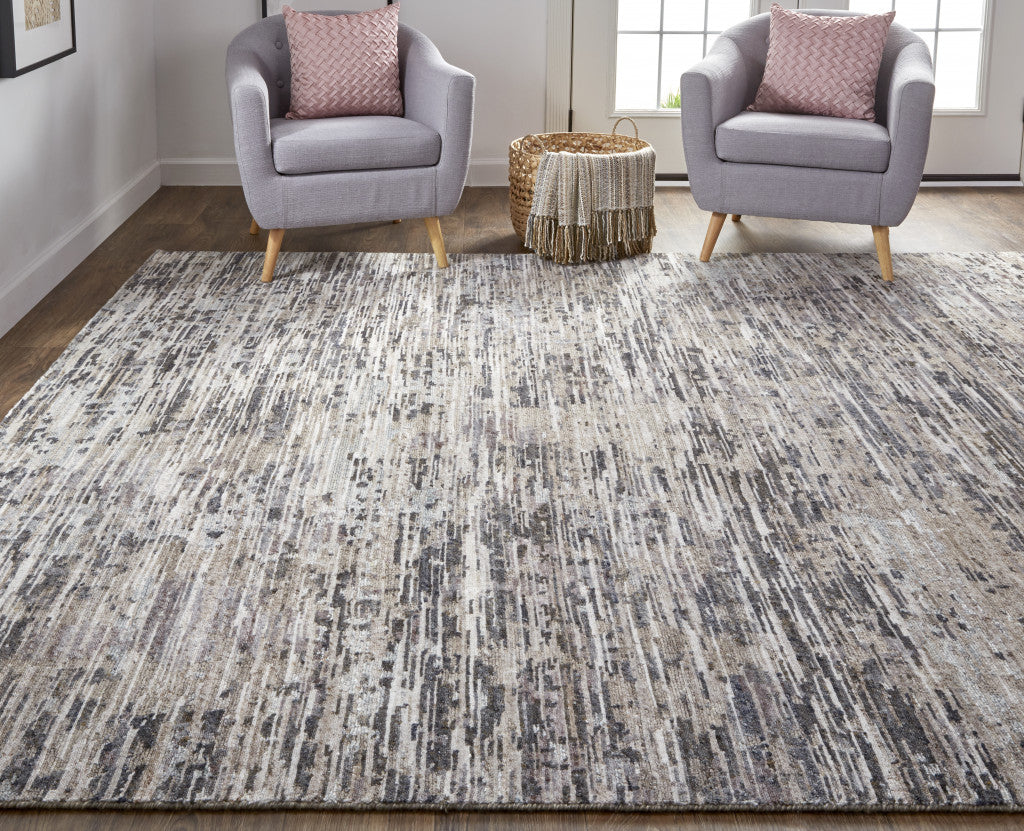 Gray, Blue, and Silver Wool Abstract Area Rug