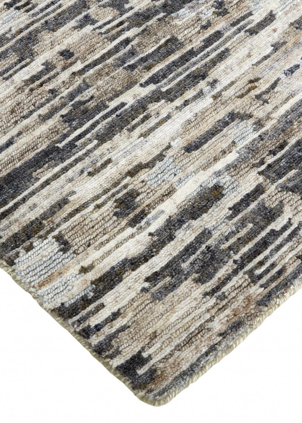 Gray, Blue, and Silver Wool Abstract Area Rug