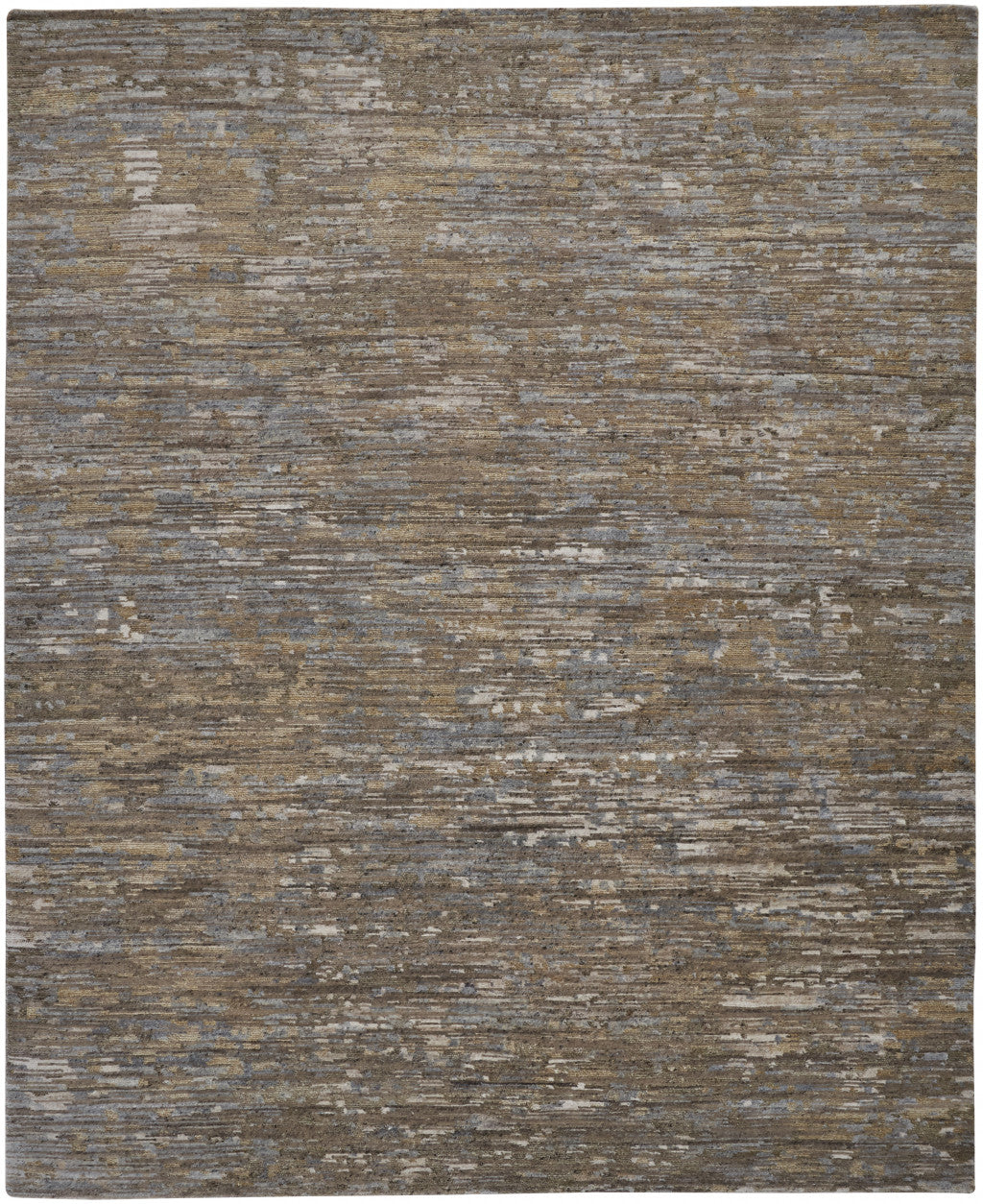 Brown and Gray Wool Abstract Area Rug