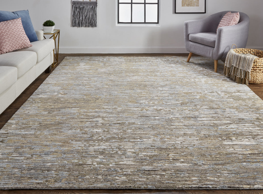 Brown and Gray Wool Abstract Area Rug