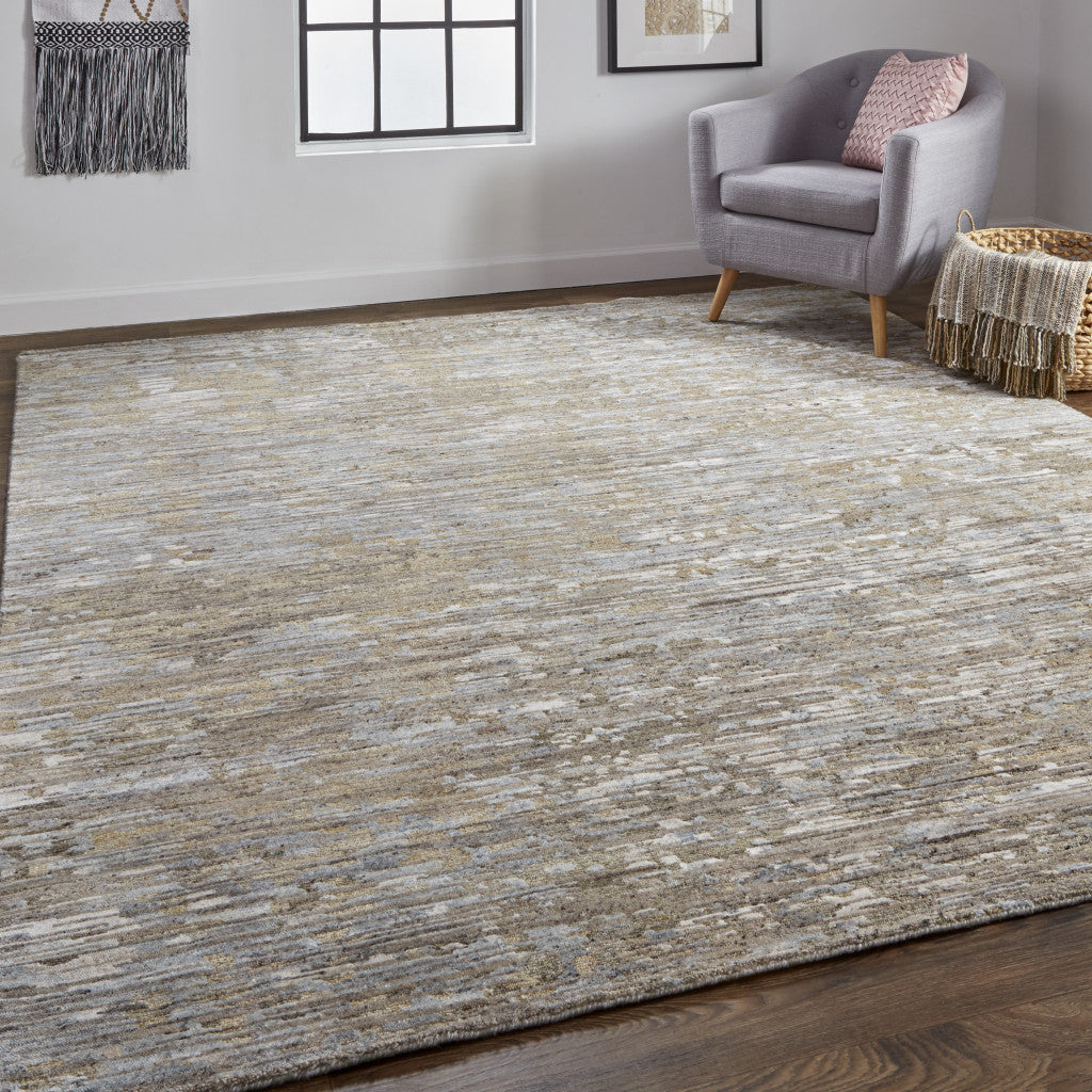 Brown and Gray Wool Abstract Area Rug