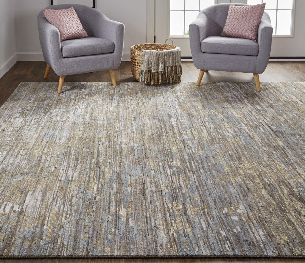 Brown and Gray Wool Abstract Area Rug