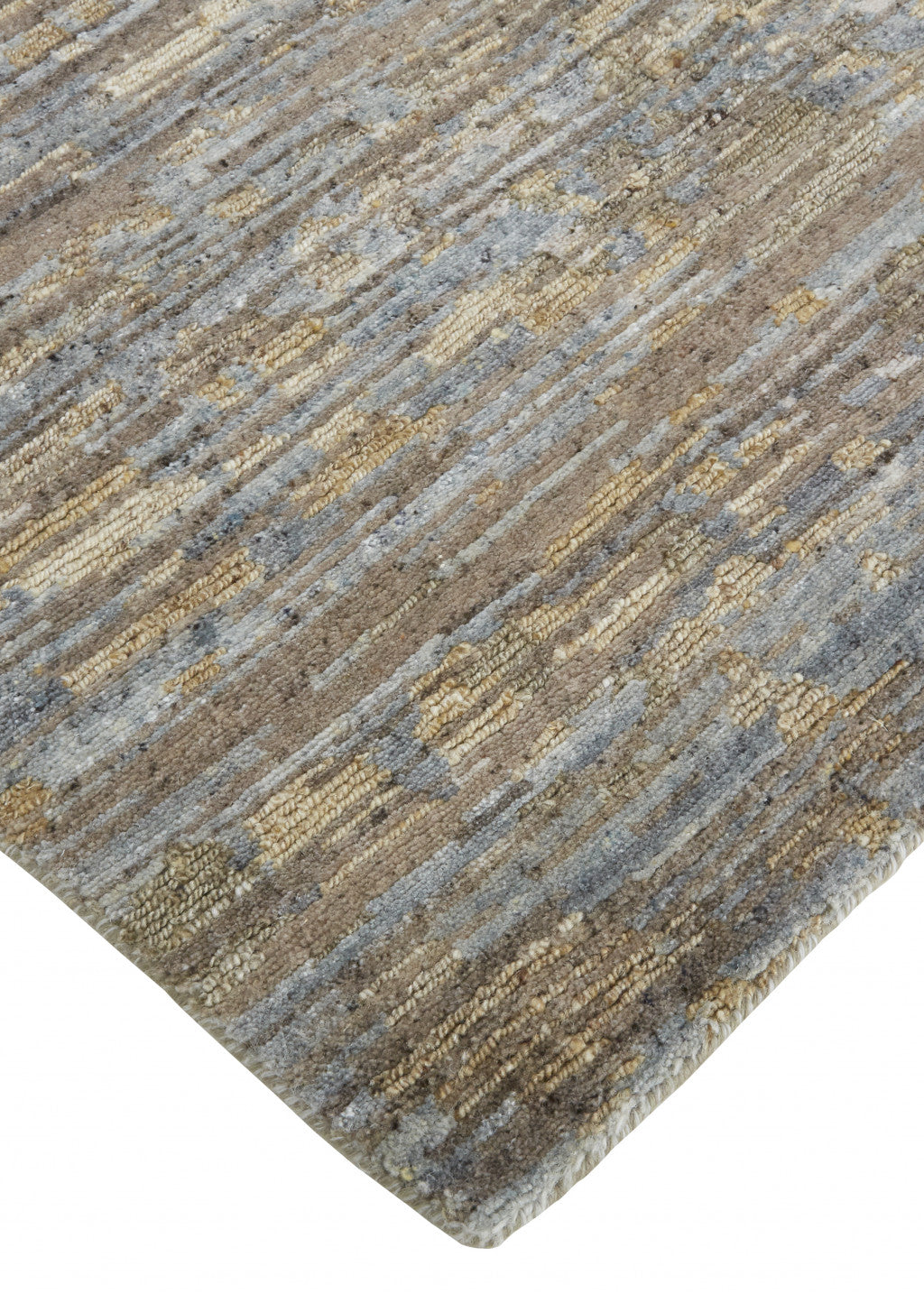 Brown and Gray Wool Abstract Area Rug