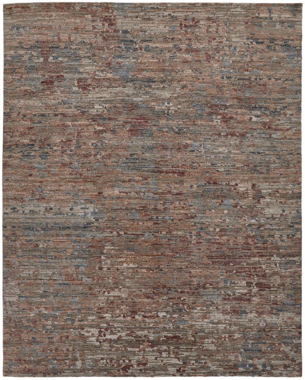 Red and Blue Wool Abstract Area Rug