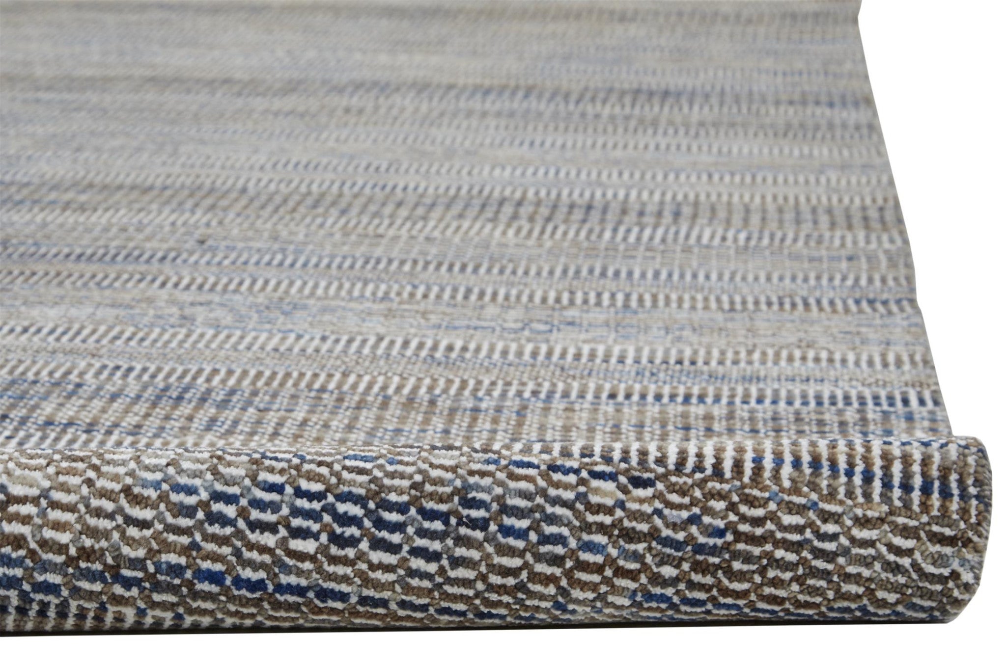 2' x 12' Gray Striped Wool Runner Rug