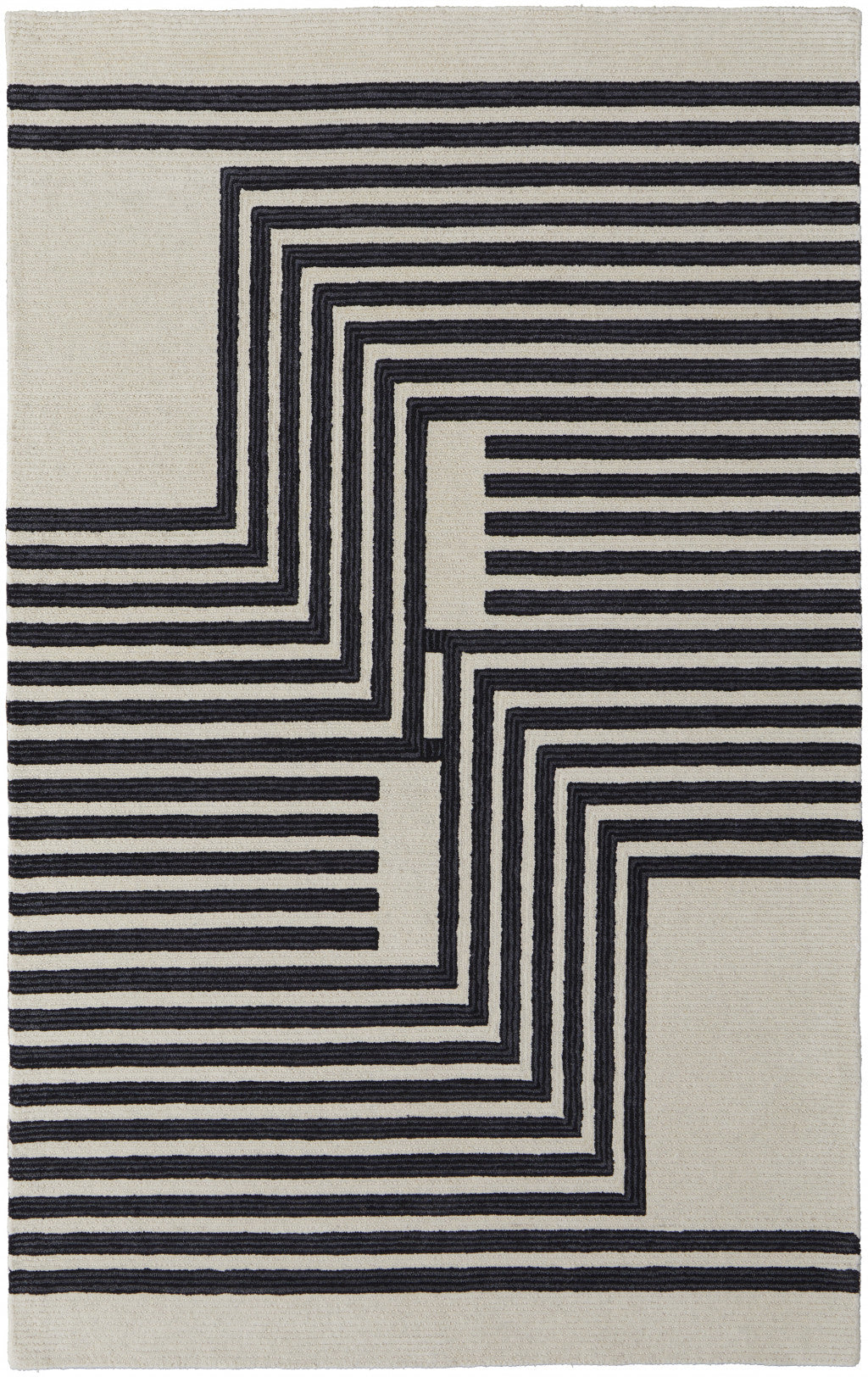 Ivory and Black Illusion Rug