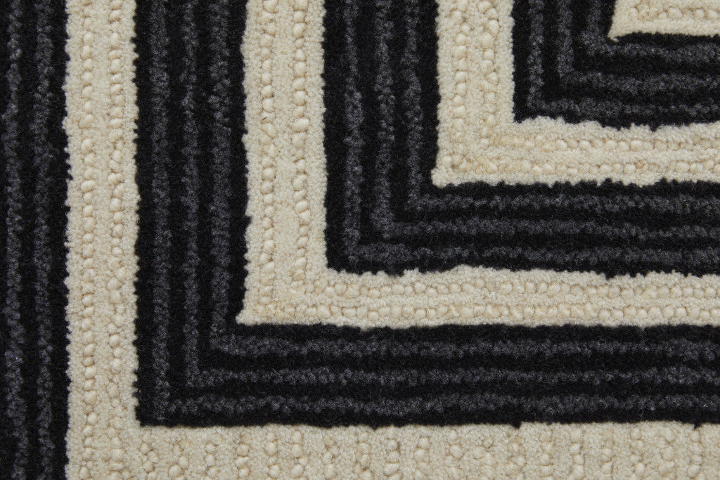 Ivory and Black Illusion Rug