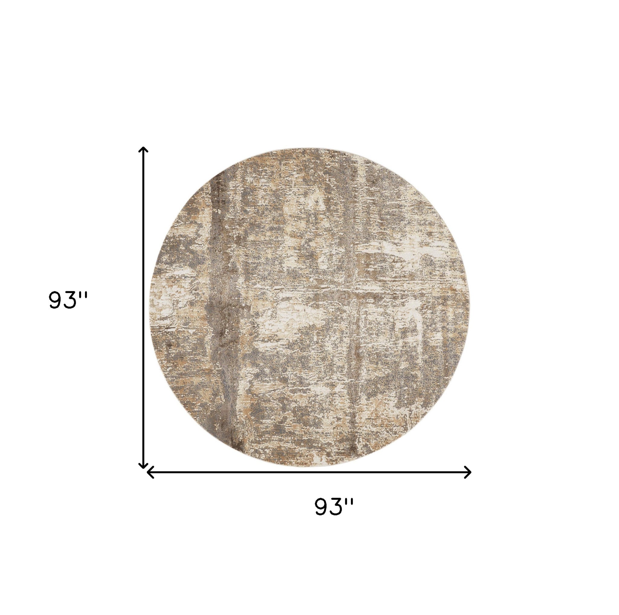 8' Tan Ivory And Brown Round Abstract Area Rug