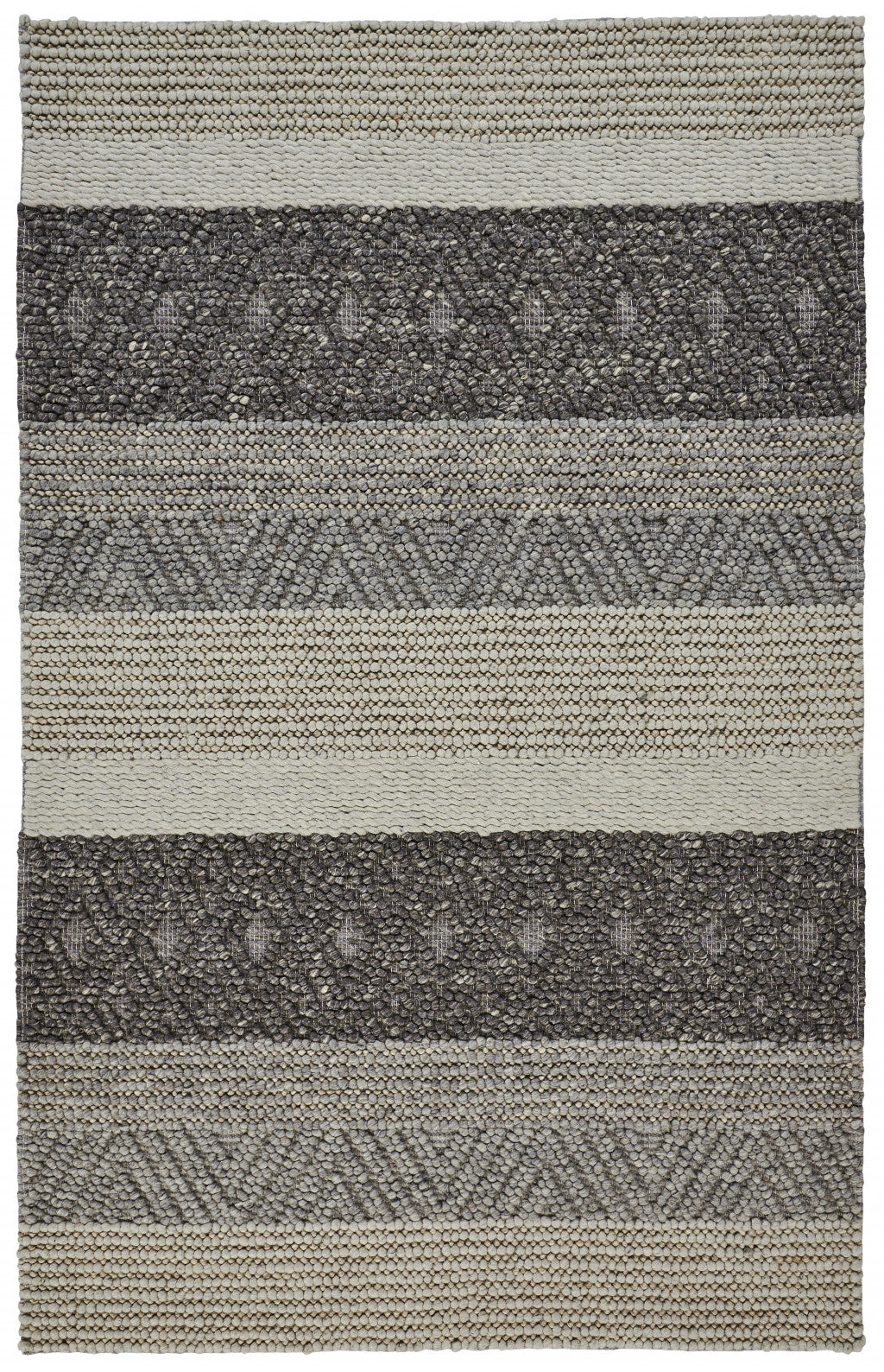 Gray Wool Striped Area Rug