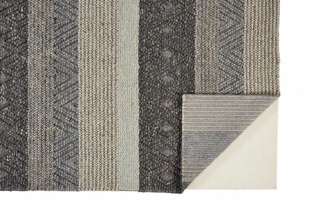 Gray Wool Striped Area Rug