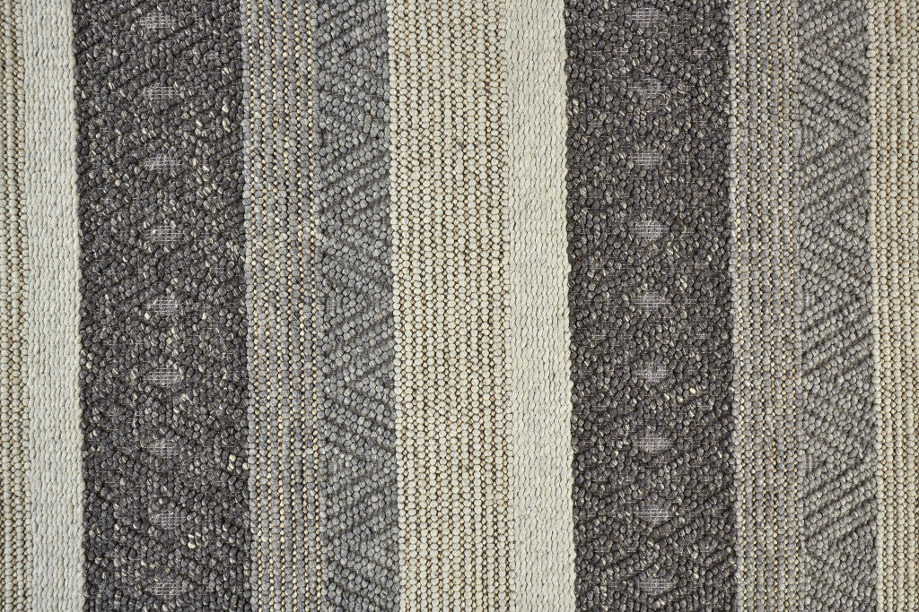 Gray Wool Striped Area Rug