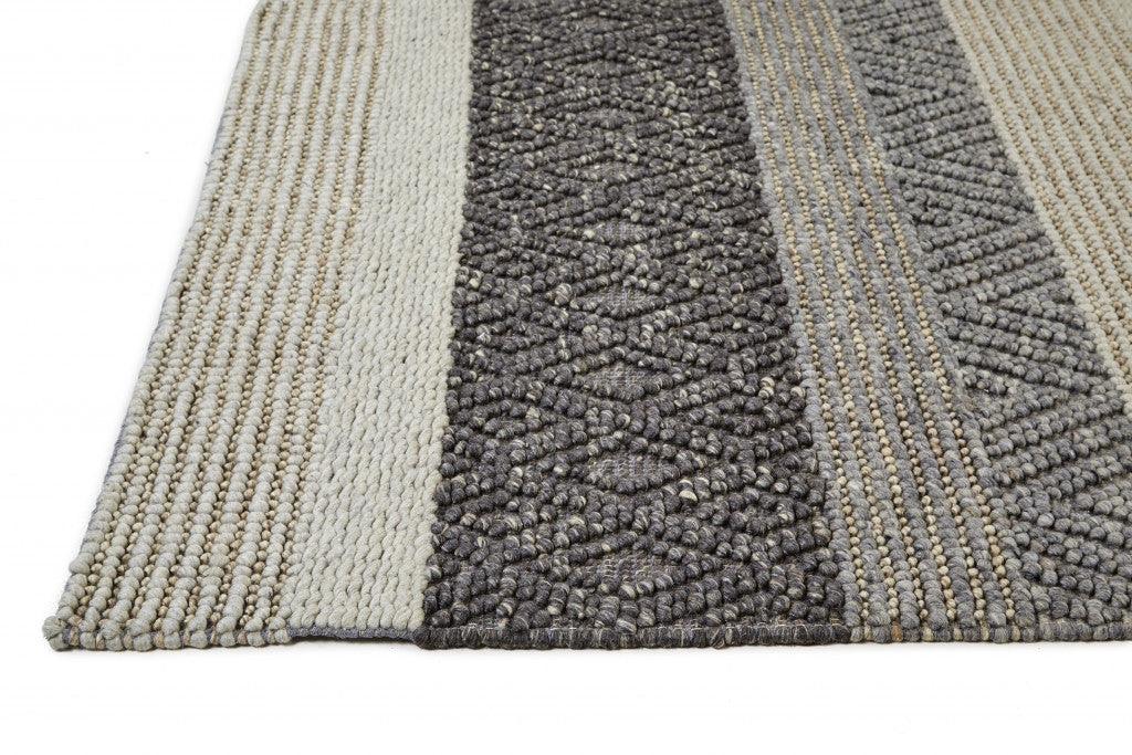 Gray Wool Striped Area Rug