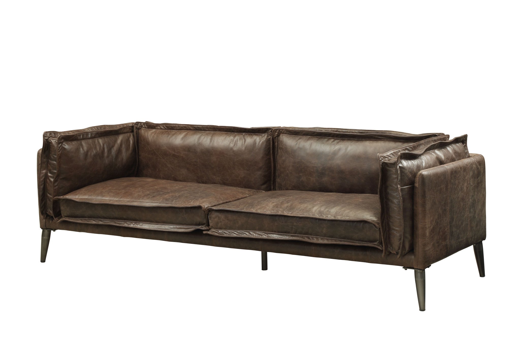 71" Chocolate Distressed Top-Grain Leather Loveseat