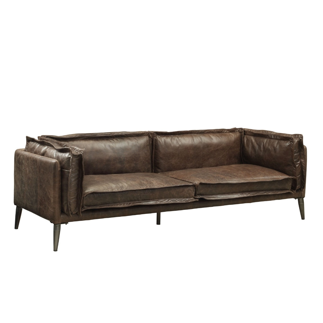 71" Chocolate Distressed Top-Grain Leather Loveseat