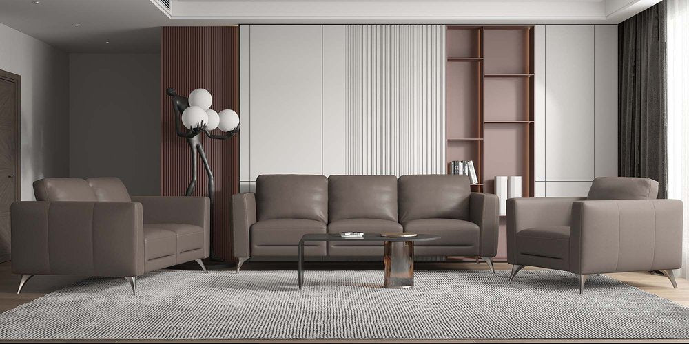 59" Contemporary Leather Loveseat