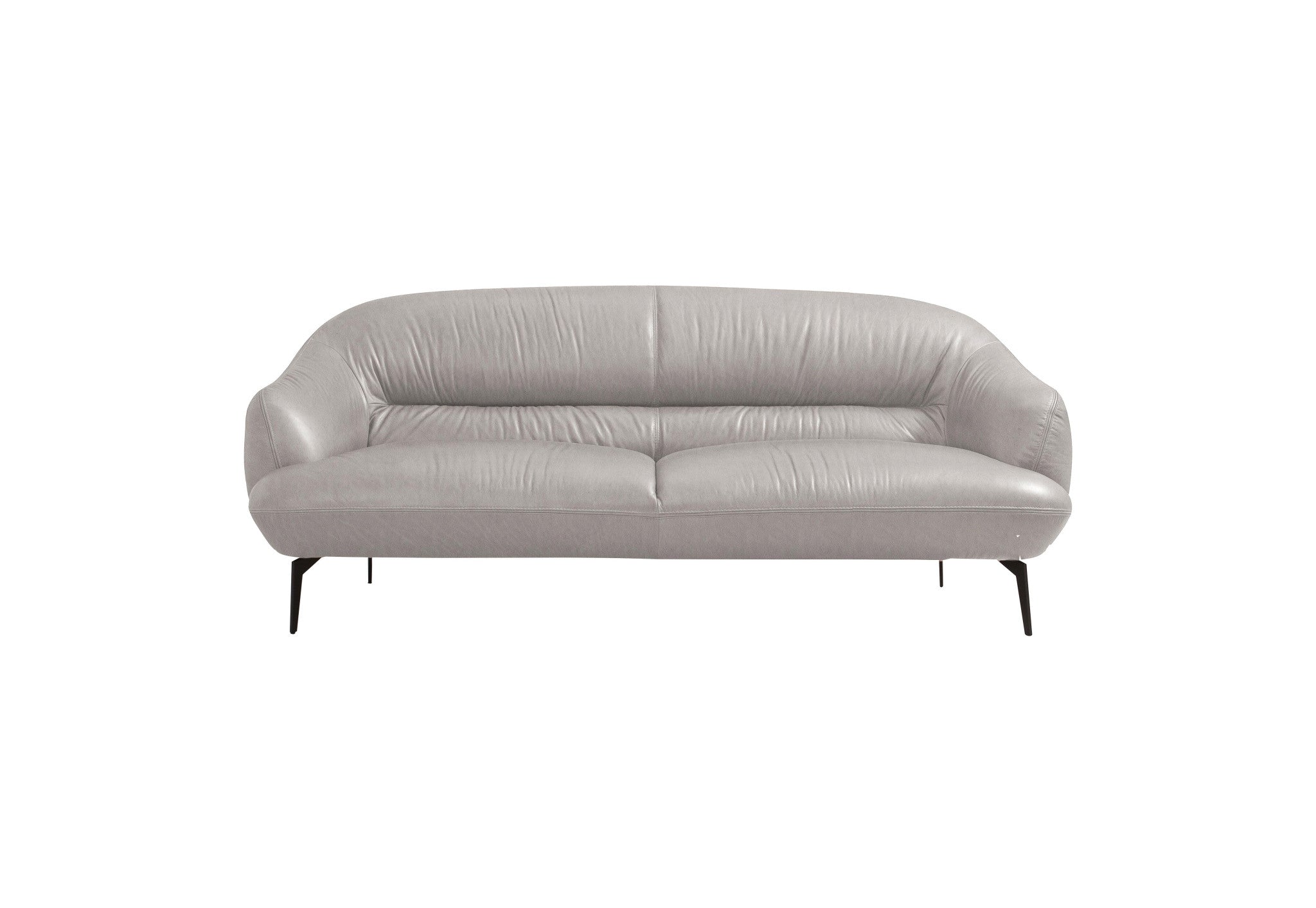 66" Gray Sloped Arm Leather Loveseat