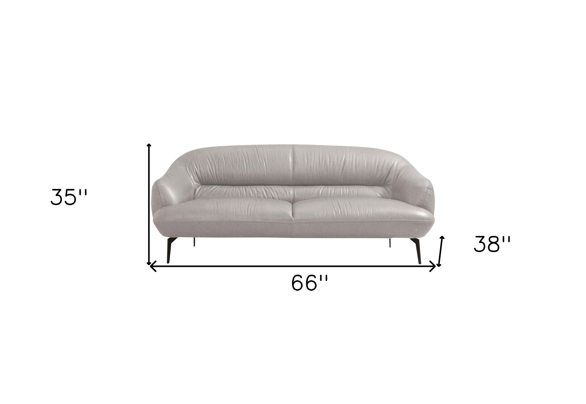 66" Gray Sloped Arm Leather Loveseat