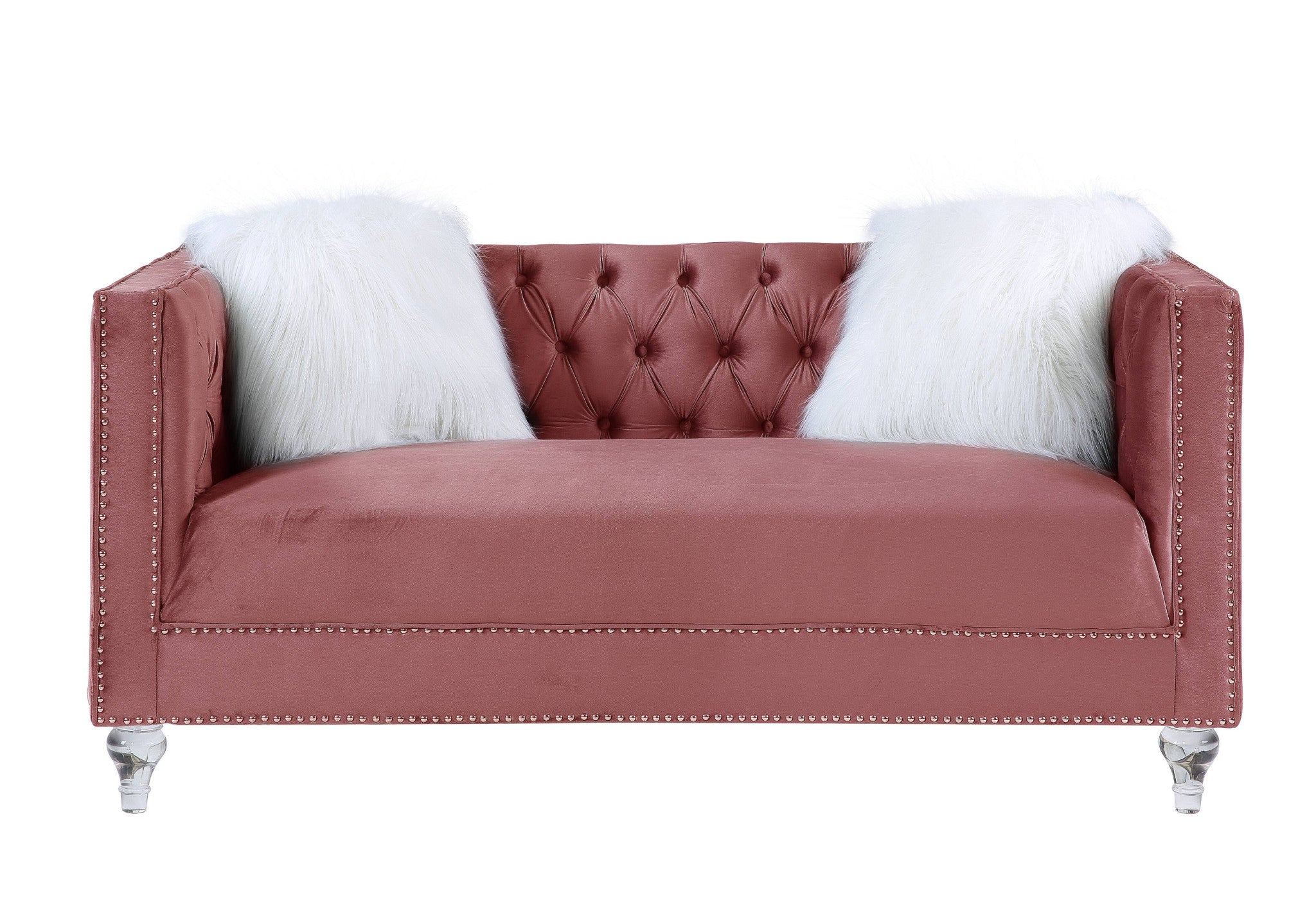 65" Pink Tuxedo Loveseat