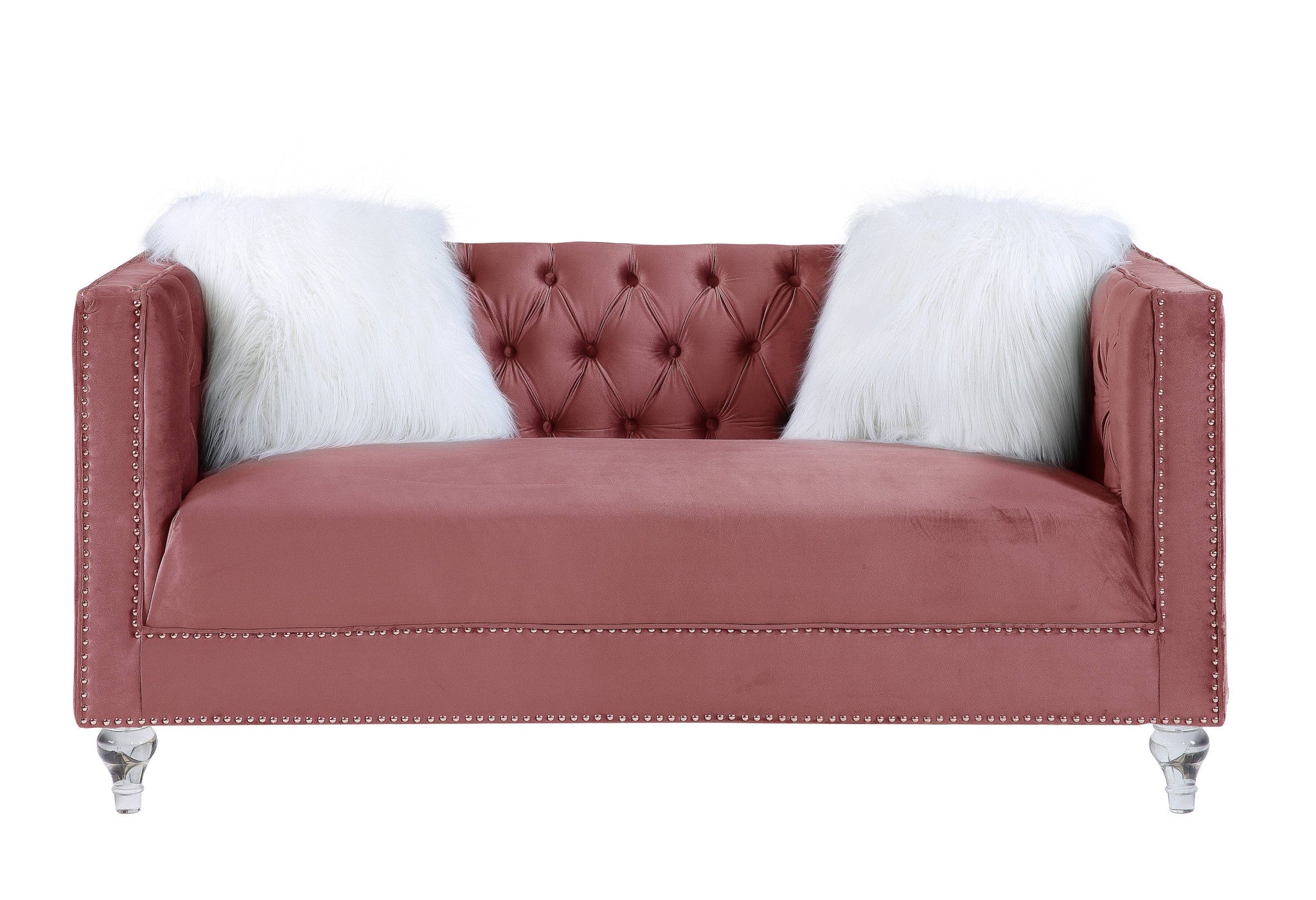 65" Pink Tuxedo Loveseat