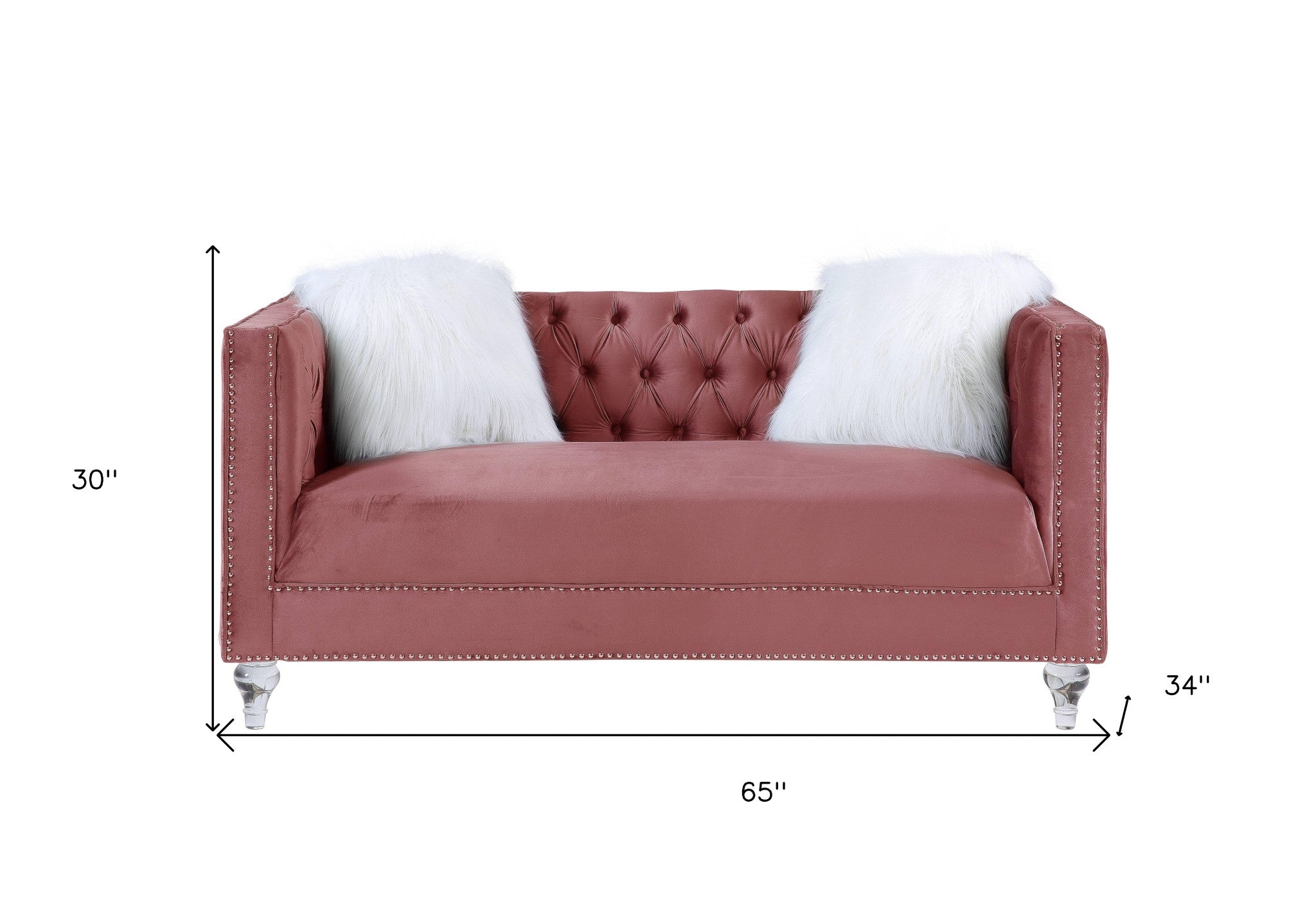 65" Pink Tuxedo Loveseat