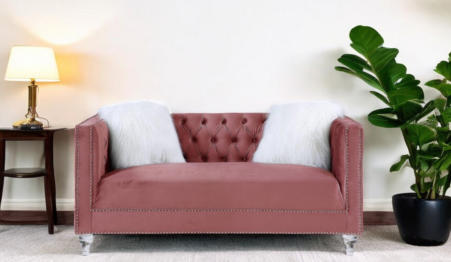 65" Pink Tuxedo Loveseat